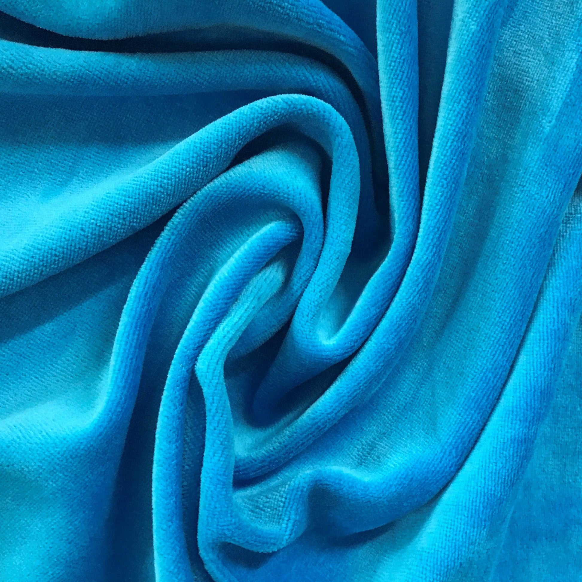 Turquoise Blue Cotton Velour Fabric - Nature's Fabrics