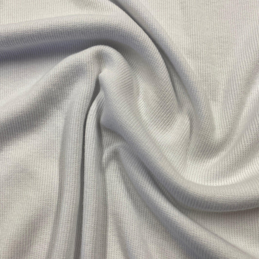White Bamboo/Spandex Rib Knit Fabric - 2x2 - Nature's Fabrics