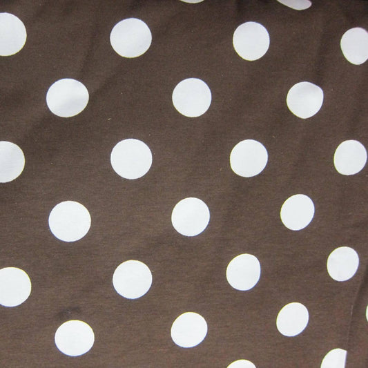 White Dots on Brown Cotton/Spandex Jersey Fabric - Nature's Fabrics