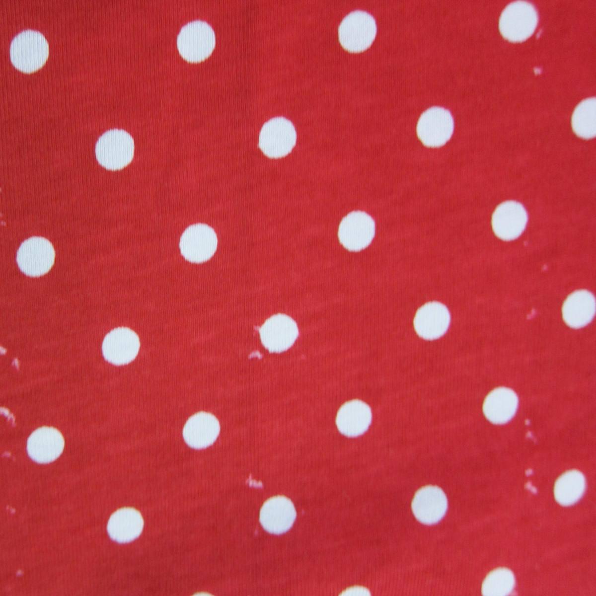 White Dots on Red Cotton Jersey Seconds