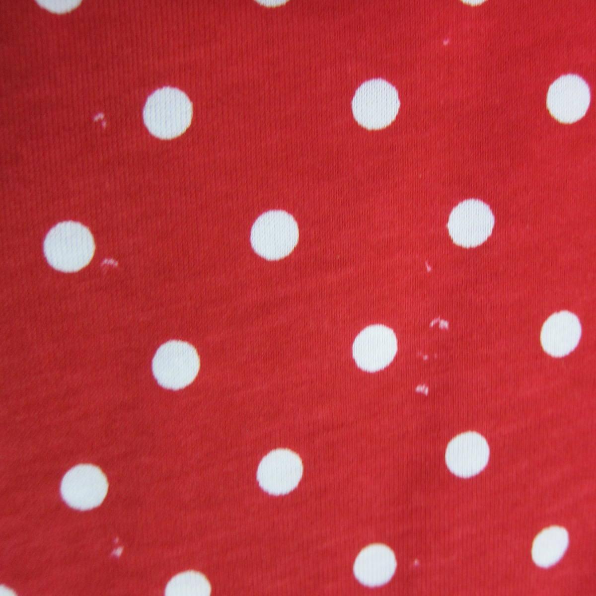 White Dots on Red Cotton Jersey Seconds