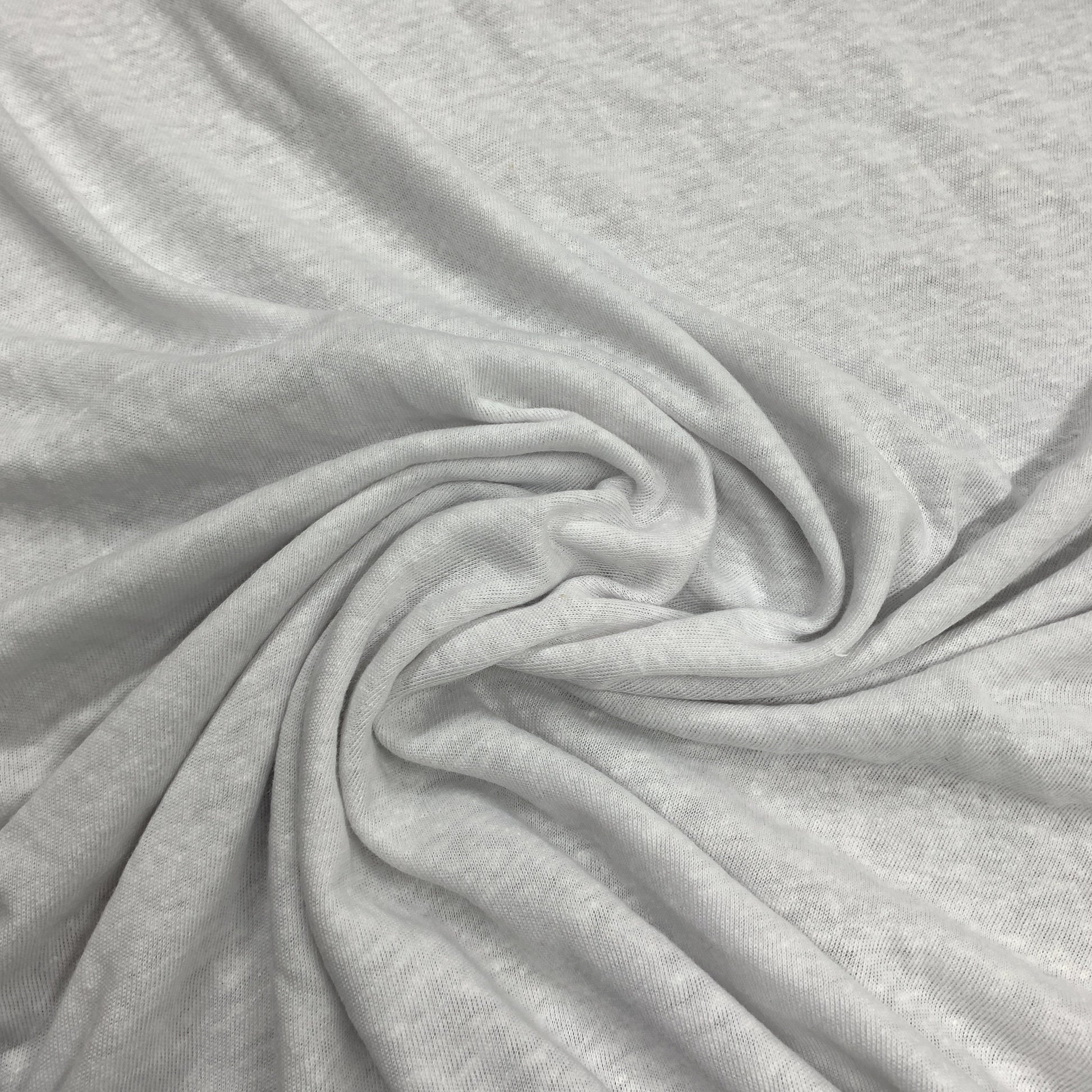 White Linen Blend Jersey Fabric - Nature's Fabrics
