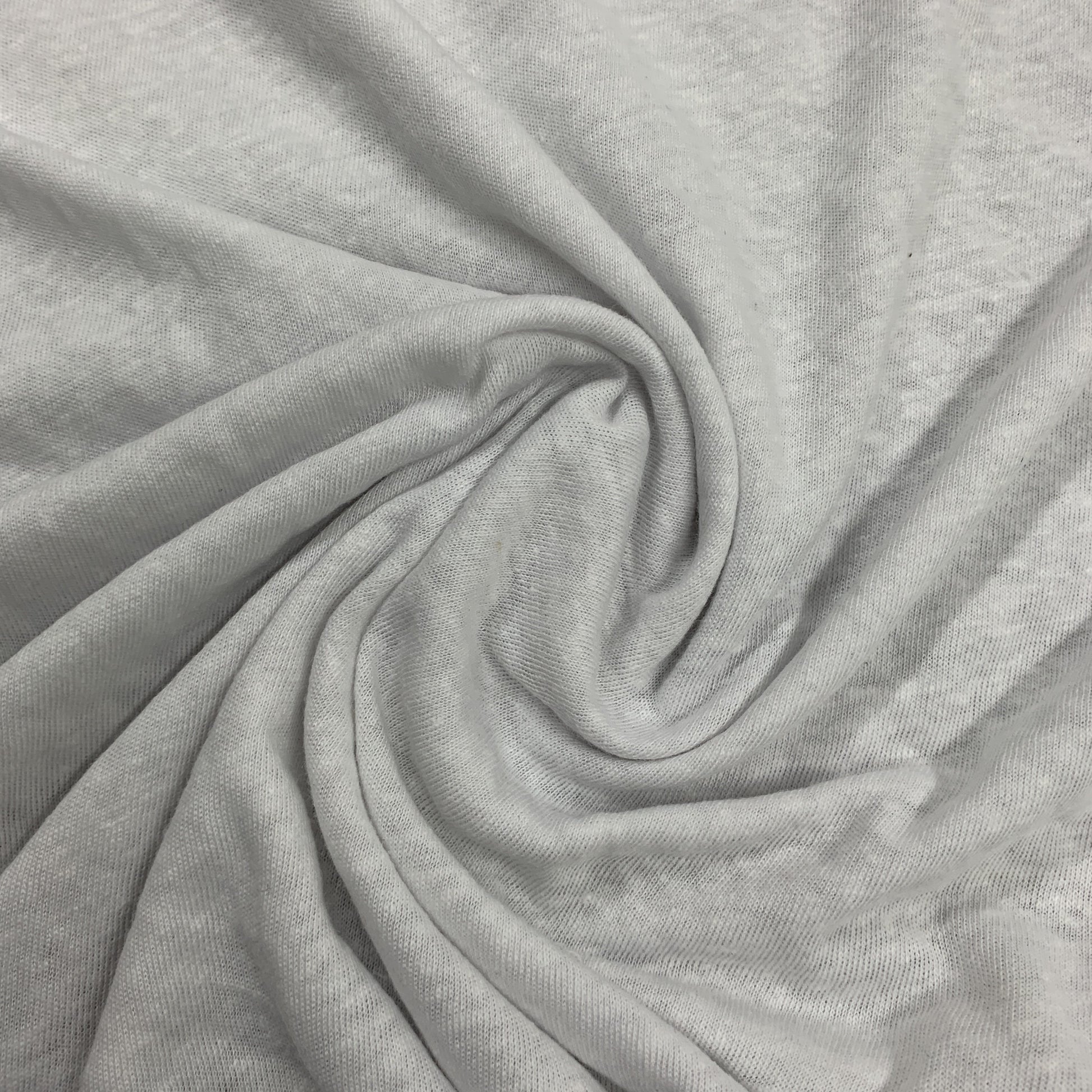 White Linen Blend Jersey Fabric - Nature's Fabrics