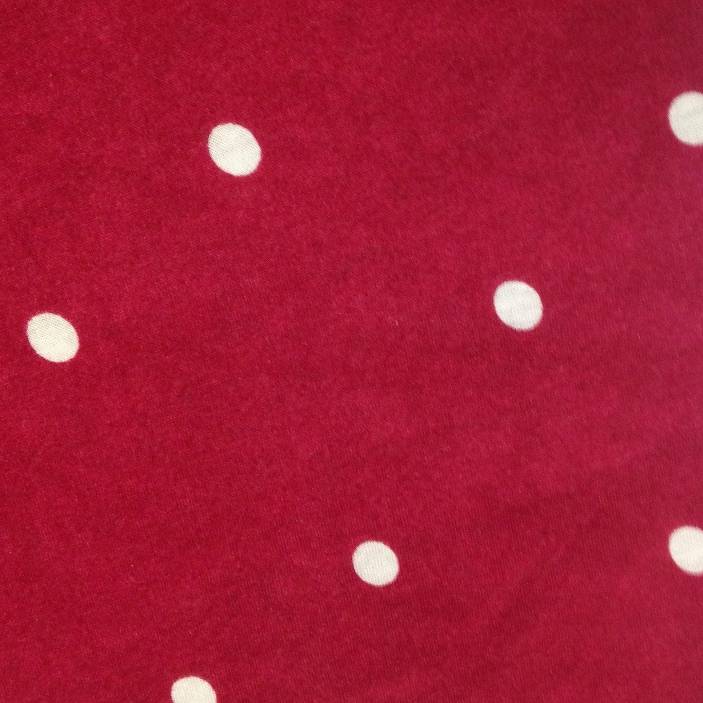 White Pencil Dots on Dark Red Cotton/Poly Jersey