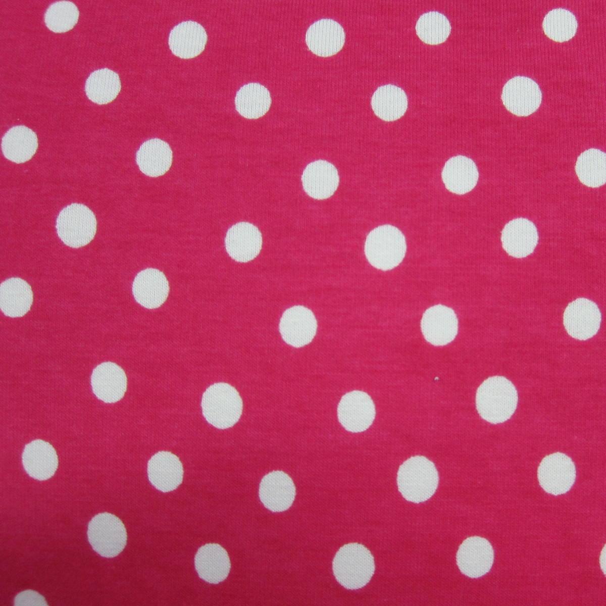 White Pencil Dots on Hot Pink Cotton Jersey