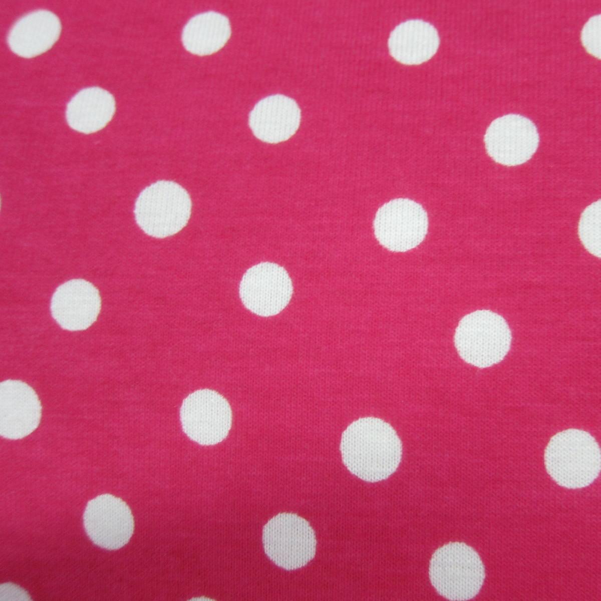 White Pencil Dots on Hot Pink Cotton Jersey