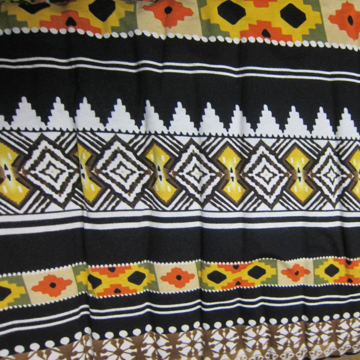 Yellow, Black and Orange Aztec on Cotton/Spandex Jersey Fabric - Nature's Fabrics