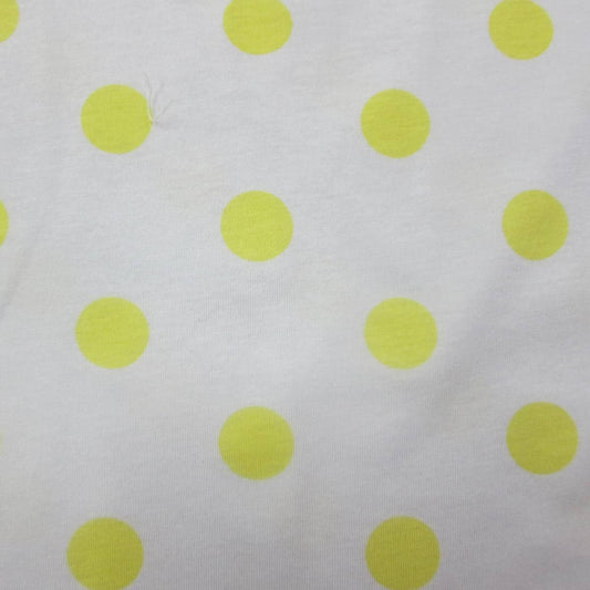Yellow Dots on White Cotton Jersey 