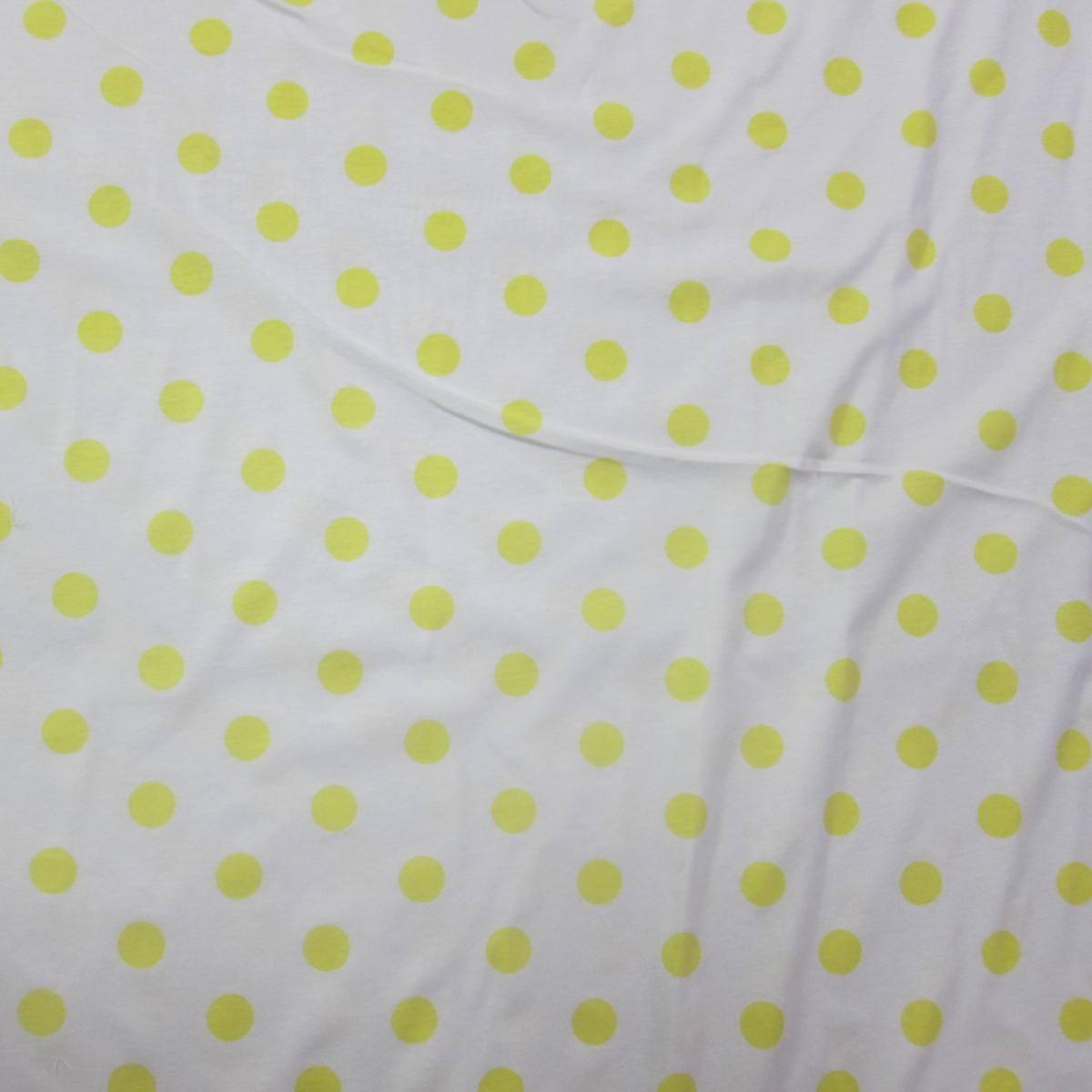 Yellow Dots on White Cotton Jersey 