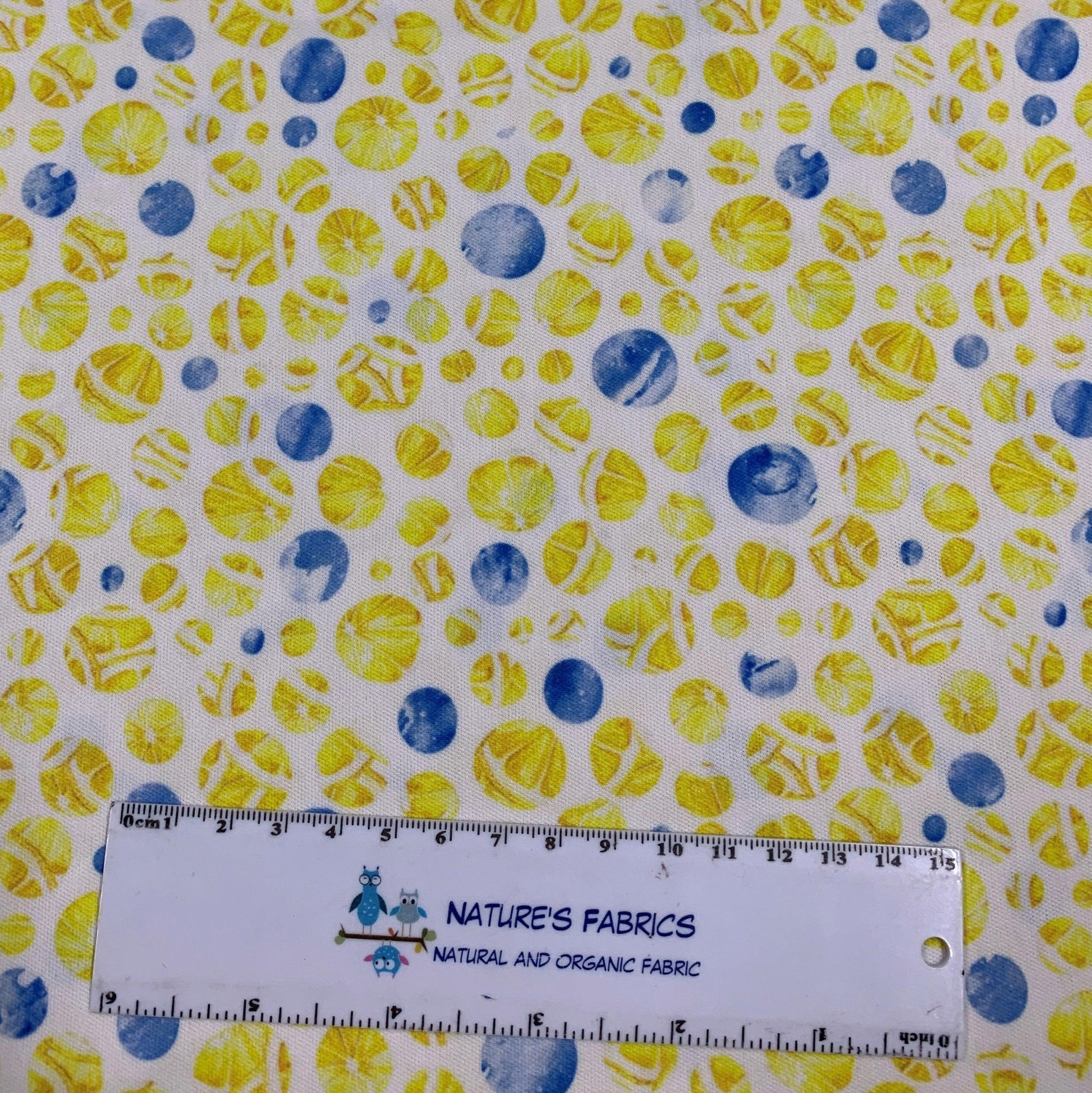 Yellow Lemon Dot on 1 mil PUL Fabric - Made in the USA - Nature's Fabrics